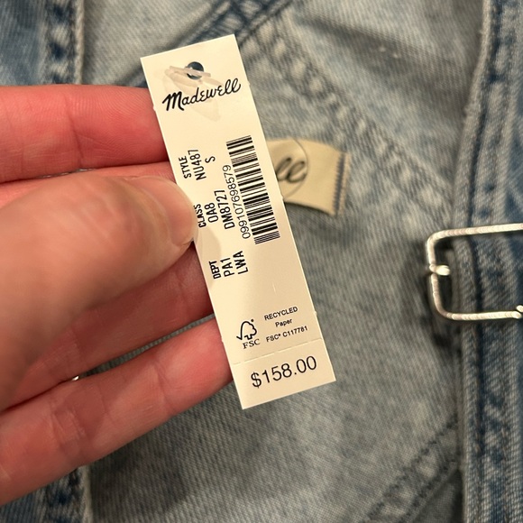 NWT Madewell Denim Relaxed Carpenter Overalls Lewisberg Wash Women’s Size Small - Picture 6 of 10